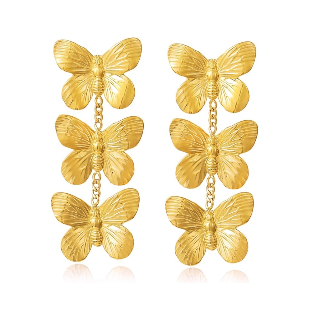 New Cascade Butterfly Gold Dangle Earrings | NWOT